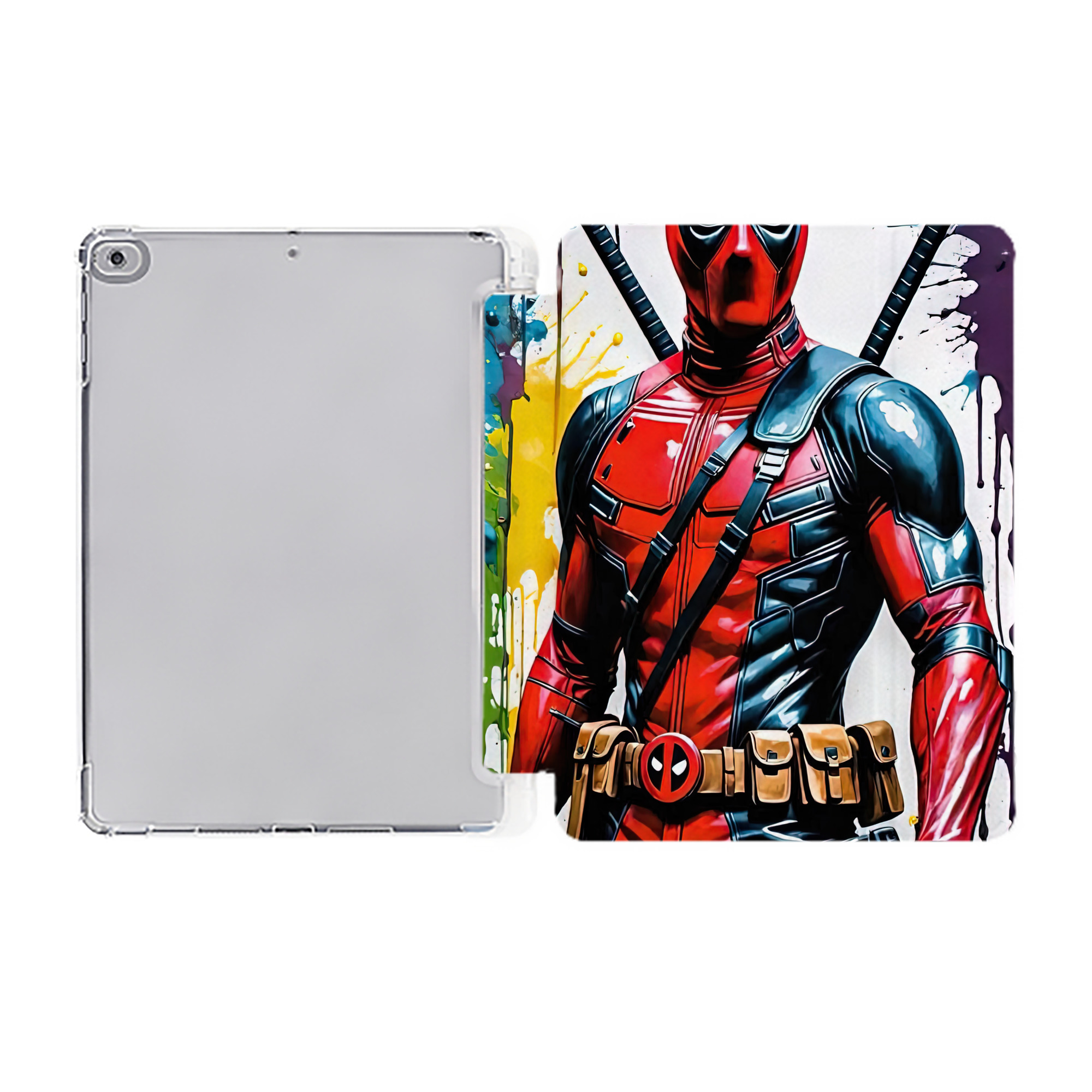 （画像用） Deadpool デッドプール IPad ケース ペン収納付き 三つ折りスタンド PUレザー×シリコン 対応機種9.5/10.5/10.9インチ